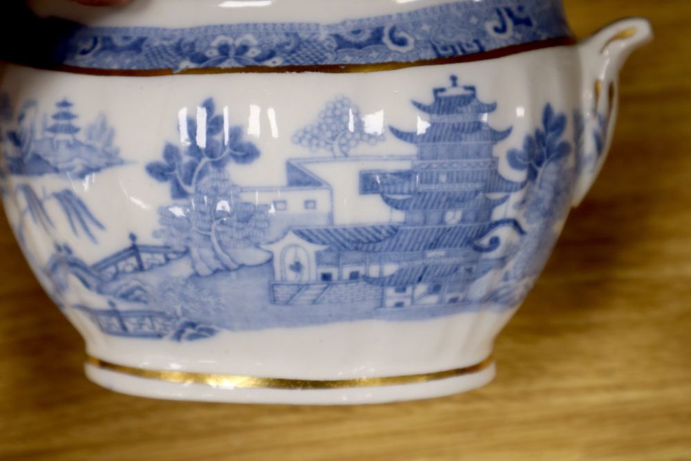 A collection of 18th/19th century English blue and white transfer-printed wares,